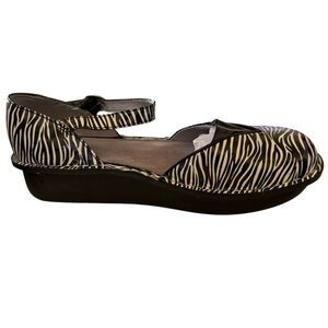 Alegria Mary Mary Jane Shoe Zebra Pattern Patent Leather Size 9.5 (41) Retro